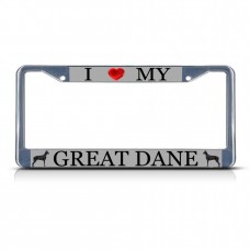 I LOVE MY GREAT DANE DOG Metal License Plate Frame Tag Border Two Holes   322190854782
